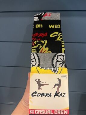 Bioworld Cobra Kai Casual Crew Socks - Black, Yellow, Gray, Red, White